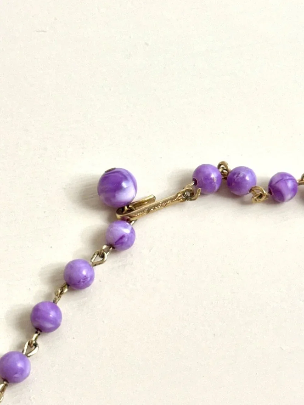 Vintage Coro Mid Century Thermoset Purple Gold-Tone Necklace & Bracelet Set MCM